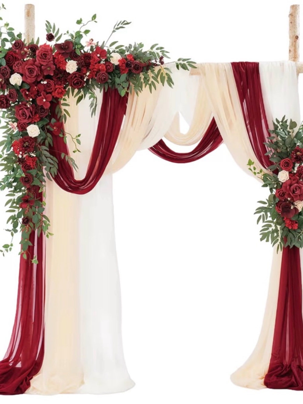 Red and Navy Wedding Arch Drapery - Home Accents